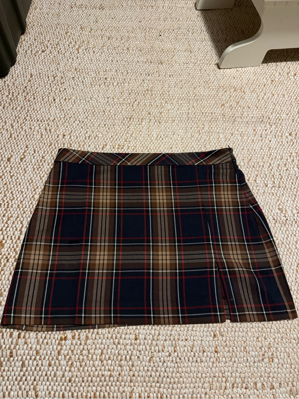 Steve Madden Plaid Mini Skirt in Navy and Brown